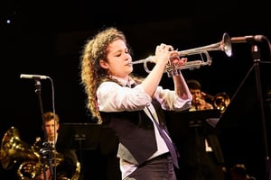 Zoe Perkins plays trumpet