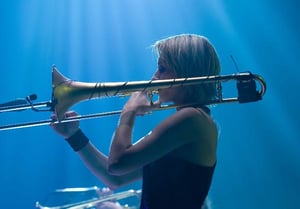 Carol Jarvis plays trombone