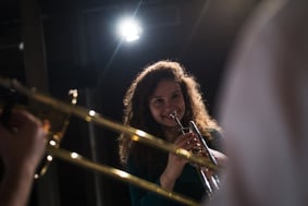 Zoe Perkins performing on trumpet