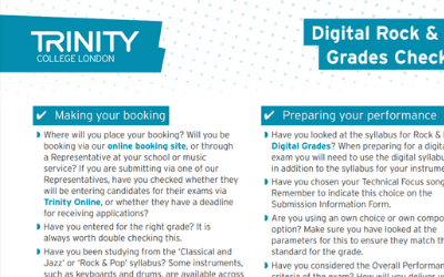 A handy checklist for entering a Rock & Pop Digital Grade exam (download)