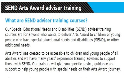 SEND Arts Award Adviser training opportunities (UK)